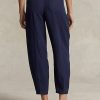 Pantaloni de damă din twill cu pliuri din amestec de in Ralph Lauren bleumarin