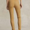 Pantaloni de damă kaki Ralph Lauren din piele de miel din piele de căprioară Pantaloni de damă kaki Ralph Lauren din piele de miel din piele de căprioară