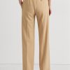 Pantaloni de damă kaki Ralph Lauren din sarg din amestec de lână