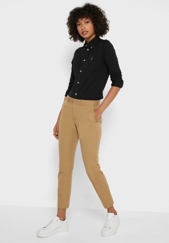 Pantaloni de damă maro Ralph Lauren cu talie înaltă