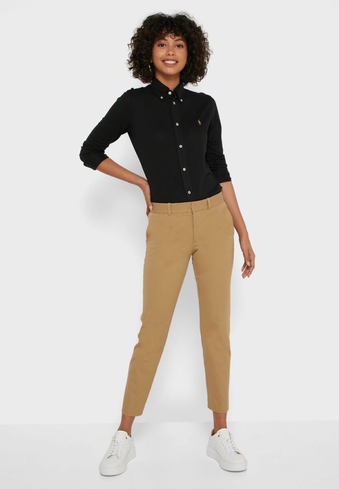 Pantaloni de damă maro Ralph Lauren cu talie înaltă Pantaloni de damă maro Ralph Lauren cu talie înaltă