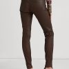 Pantaloni de damă maro Ralph Lauren din piele Nappa skinny la gleznă Pantaloni de damă maro Ralph Lauren din piele Nappa skinny la gleznă