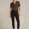 Pantaloni de damă maro Ralph Lauren Stirrup Stretch cu fermoar lateral Pantaloni de damă maro Ralph Lauren Stirrup Stretch cu fermoar lateral