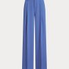 Pantaloni de georgette plisați Ralph Lauren de damă albaștri Pantaloni de georgette plisați Ralph Lauren de damă albaștri