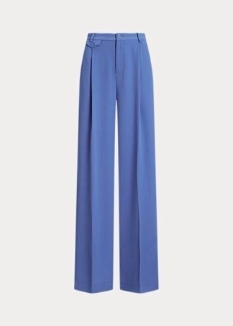 Pantaloni de georgette plisați Ralph Lauren de damă albaștri Pantaloni de georgette plisați Ralph Lauren de damă albaștri
