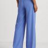 Pantaloni de georgette plisați Ralph Lauren de damă albaștri Pantaloni de georgette plisați Ralph Lauren de damă albaștri