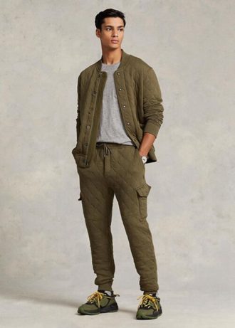 Pantaloni de jogger cargo din jerseu de lux Ralph Lauren pentru bărbați Olive Pantaloni de jogger cargo din jerseu de lux Ralph Lauren pentru bărbați Olive