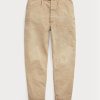 Pantaloni de pânză cu pliuri largi Ralph Lauren pentru bărbați kaki Pantaloni de pânză cu pliuri largi Ralph Lauren pentru bărbați kaki