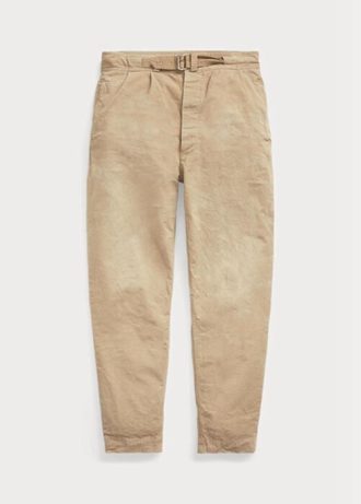 Pantaloni de pânză cu pliuri largi Ralph Lauren pentru bărbați kaki Pantaloni de pânză cu pliuri largi Ralph Lauren pentru bărbați kaki