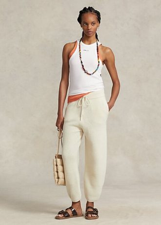 Pantaloni de pulover din lână și cașmir din tricot cu coaste Ralph Lauren pentru damă Pantaloni de pulover din lână și cașmir din tricot cu coaste Ralph Lauren pentru damă