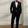 Pantaloni de smoking Barathea din lână Ralph Lauren Gregory pentru bărbați negri Pantaloni de smoking Barathea din lână Ralph Lauren Gregory pentru bărbați negri