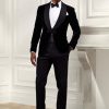 Pantaloni de smoking Barathea pentru bărbați negri Ralph Lauren Gregory, lucrați manual Pantaloni de smoking Barathea pentru bărbați negri Ralph Lauren Gregory, lucrați manual