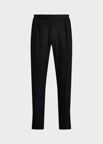 Pantaloni de smoking Barathea pentru bărbați negri Ralph Lauren Gregory, lucrați manual Pantaloni de smoking Barathea pentru bărbați negri Ralph Lauren Gregory, lucrați manual