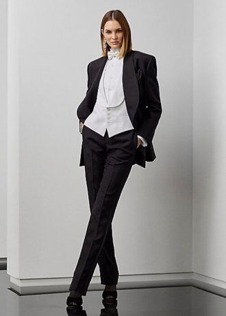 Pantaloni de smoking jacquard de damă Ralph Lauren Alaina negri Pantaloni de smoking jacquard de damă Ralph Lauren Alaina negri