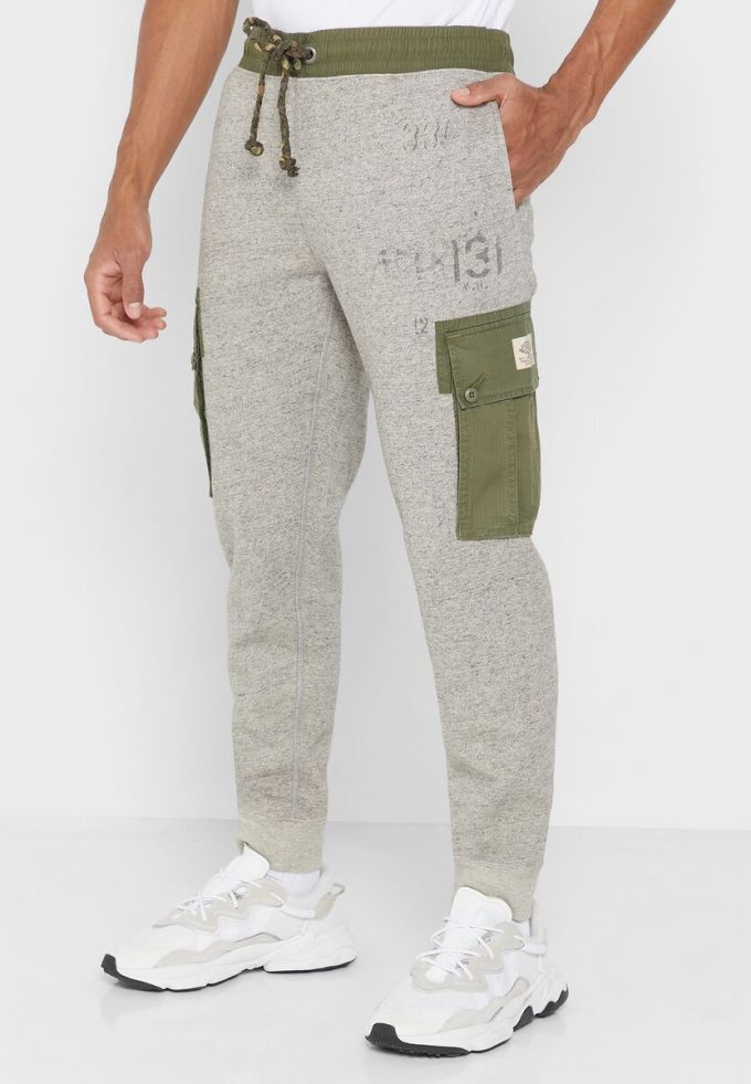 Pantaloni de sport cu imprimeu Ralph Lauren gri pentru bărbați Pantaloni de sport cu imprimeu Ralph Lauren gri pentru bărbați