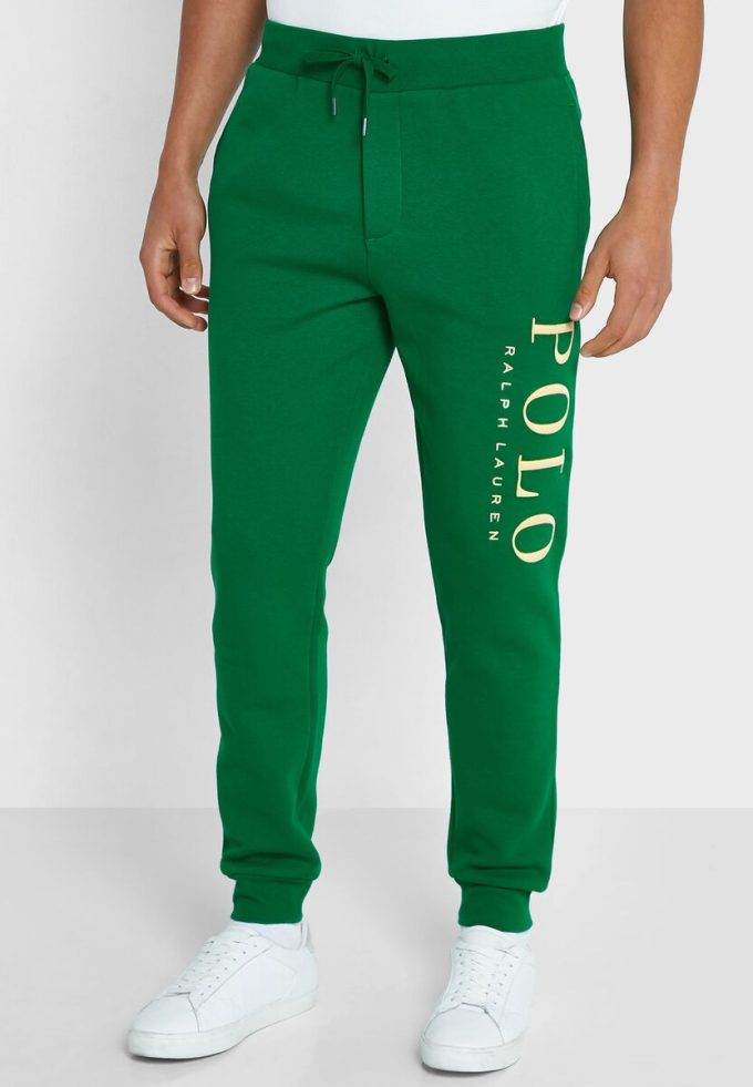 Pantaloni de sport cu logo Ralph Lauren verzi pentru bărbați Pantaloni de sport cu logo Ralph Lauren verzi pentru bărbați