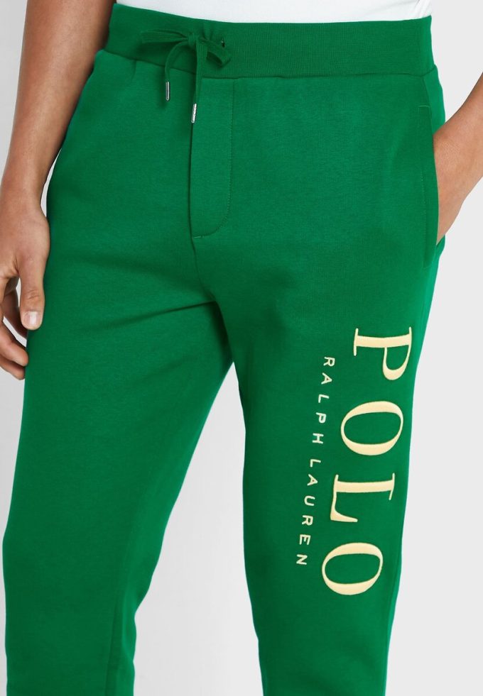 Pantaloni de sport cu logo Ralph Lauren verzi pentru bărbați Pantaloni de sport cu logo Ralph Lauren verzi pentru bărbați