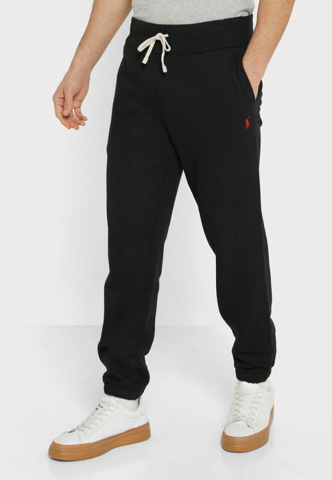 Pantaloni de sport cu șnur Ralph Lauren negri pentru bărbați Pantaloni de sport cu șnur Ralph Lauren negri pentru bărbați