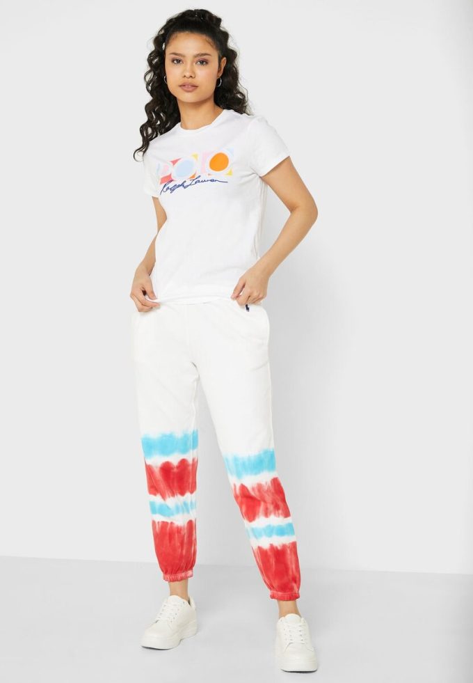 Pantaloni de sport cu talie înaltă Ralph Lauren de damă multicolori Pantaloni de sport cu talie înaltă Ralph Lauren de damă multicolori