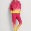 Pantaloni de sport din țesătură franțuzească pentru femei Ralph Lauren, roz/portocaliu/galben