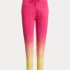 Pantaloni de sport din țesătură franțuzească pentru femei Ralph Lauren, roz/portocaliu/galben