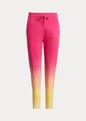 Pantaloni de sport din țesătură franțuzească pentru femei Ralph Lauren, roz/portocaliu/galben