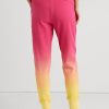 Pantaloni de sport din țesătură franțuzească pentru femei Ralph Lauren, roz/portocaliu/galben
