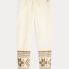 Pantaloni de sport din lână Ralph Lauren, crem, cu motiv fulgi de zăpadă Pantaloni de sport din lână Ralph Lauren, crem, cu motiv fulgi de zăpadă