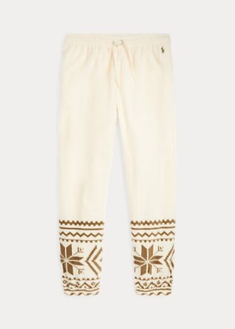 Pantaloni de sport din lână Ralph Lauren, crem, cu motiv fulgi de zăpadă