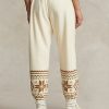 Pantaloni de sport din lână Ralph Lauren, crem, cu motiv fulgi de zăpadă Pantaloni de sport din lână Ralph Lauren, crem, cu motiv fulgi de zăpadă