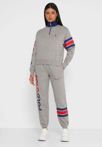 Pantaloni de sport gri pentru femei Ralph Lauren Logo Joggers