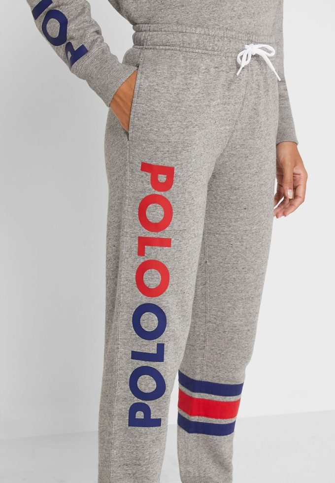 Pantaloni de sport gri pentru femei Ralph Lauren Logo Joggers Pantaloni de sport gri pentru femei Ralph Lauren Logo Joggers