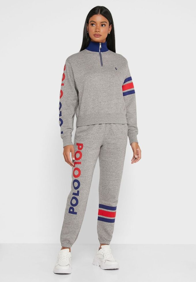 Pantaloni de sport gri pentru femei Ralph Lauren Logo Joggers Pantaloni de sport gri pentru femei Ralph Lauren Logo Joggers