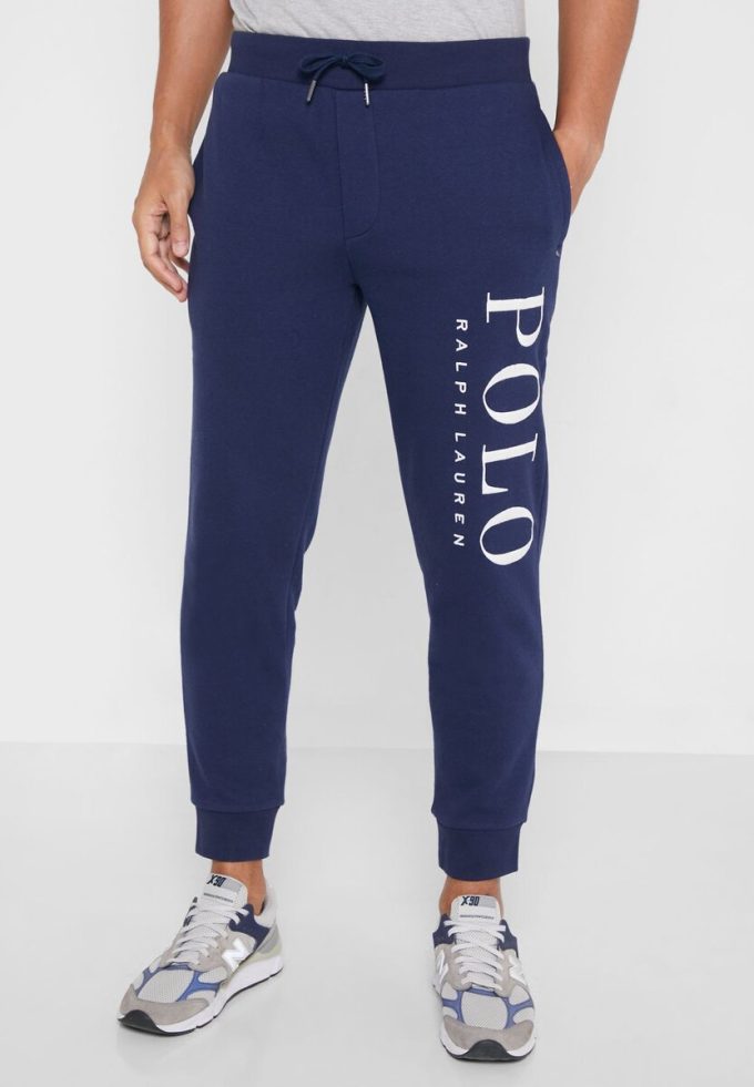 Pantaloni de trening cu manșetă cu logo Ralph Lauren pentru bărbați bleumarin Pantaloni de trening cu manșetă cu logo Ralph Lauren pentru bărbați bleumarin