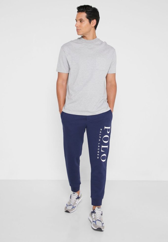 Pantaloni de trening cu manșetă cu logo Ralph Lauren pentru bărbați bleumarin Pantaloni de trening cu manșetă cu logo Ralph Lauren pentru bărbați bleumarin