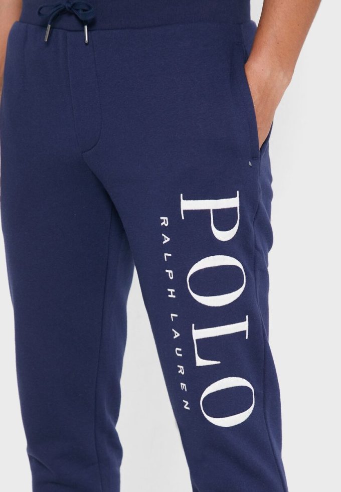 Pantaloni de trening cu manșetă cu logo Ralph Lauren pentru bărbați bleumarin Pantaloni de trening cu manșetă cu logo Ralph Lauren pentru bărbați bleumarin