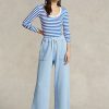 Pantaloni de trening din lână cu toc tăiat Ralph Lauren de damă albaștri Pantaloni de trening din lână cu toc tăiat Ralph Lauren de damă albaștri