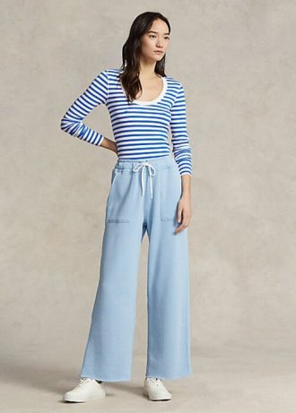 Pantaloni de trening din lână cu toc tăiat Ralph Lauren de damă albaștri