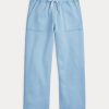 Pantaloni de trening din lână cu toc tăiat Ralph Lauren de damă albaștri Pantaloni de trening din lână cu toc tăiat Ralph Lauren de damă albaștri