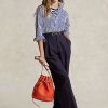 Pantaloni drepți din amestec de lână Ralph Lauren pentru femei bleumarin Pantaloni drepți din amestec de lână Ralph Lauren pentru femei bleumarin