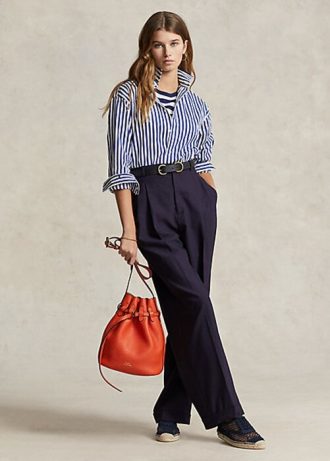 Pantaloni drepți din amestec de lână Ralph Lauren pentru femei bleumarin Pantaloni drepți din amestec de lână Ralph Lauren pentru femei bleumarin