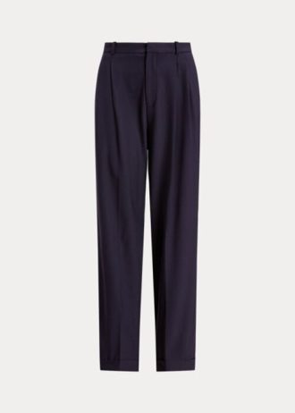 Pantaloni drepți din amestec de lână Ralph Lauren pentru femei bleumarin Pantaloni drepți din amestec de lână Ralph Lauren pentru femei bleumarin