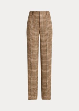 Pantaloni drepti din tweed din lână și in carouri Ralph Lauren pentru femei Pantaloni drepti din tweed din lână și in carouri Ralph Lauren pentru femei