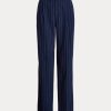 Pantaloni drepti din twill cu dungi Ralph Lauren pentru femei, bleumarin/alb Pantaloni drepti din twill cu dungi Ralph Lauren pentru femei, bleumarin/alb