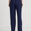 Pantaloni drepti din twill cu dungi Ralph Lauren pentru femei, bleumarin/alb Pantaloni drepti din twill cu dungi Ralph Lauren pentru femei, bleumarin/alb