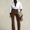 Pantaloni evazați din piele de căprioară, din piele de miel, ciocolată, pentru femei