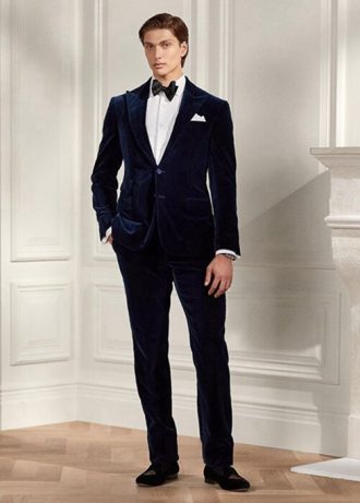 Pantaloni formali din catifea Gregory Ralph Lauren pentru bărbați bleumarin Pantaloni formali din catifea Gregory Ralph Lauren pentru bărbați bleumarin