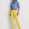 Pantaloni galbeni pentru femei Ralph Lauren, din sarg, cargo pe gleznă Pantaloni galbeni pentru femei Ralph Lauren, din sarg, cargo pe gleznă