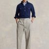 Pantaloni gri de pânză Ralph Lauren plisați pentru bărbați Pantaloni gri de pânză Ralph Lauren plisați pentru bărbați