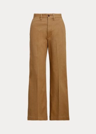 Pantaloni largi chino Ralph Lauren kaki pentru femei